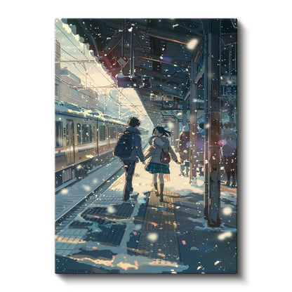 Kar Taneleri İstasyonu - Romantik Buluşma Anime Kanvas Tablo