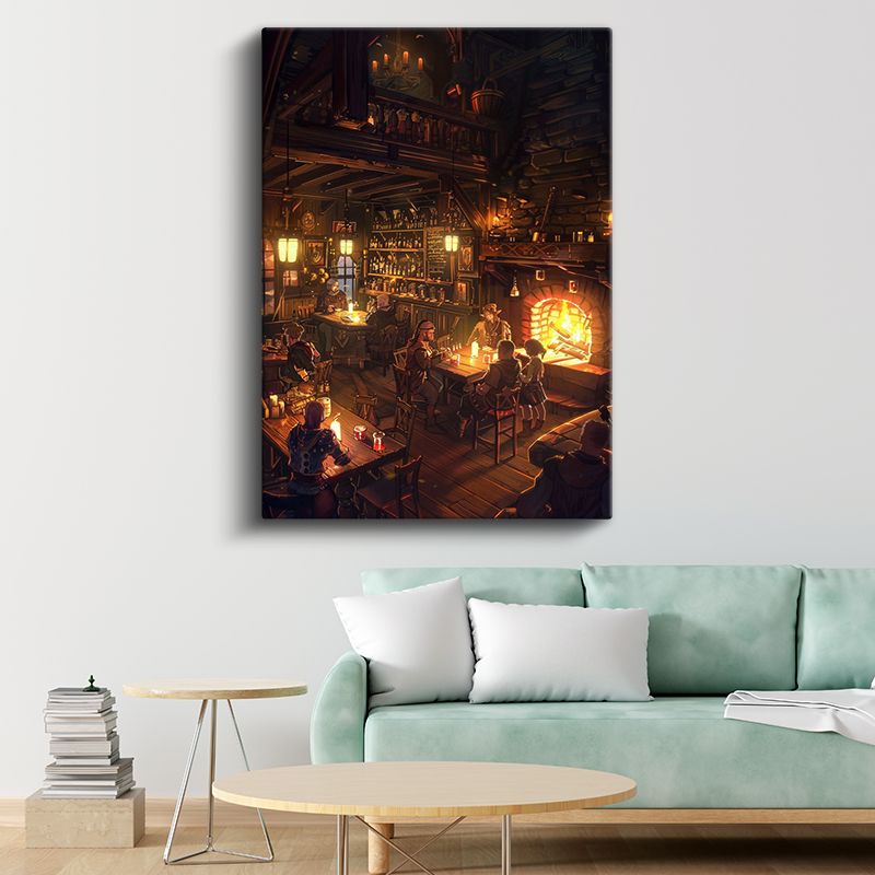 Sıcak Han - Şömine Başında Anime Kanvas Tablo