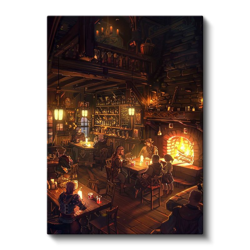 Sıcak Han - Şömine Başında Anime Kanvas Tablo