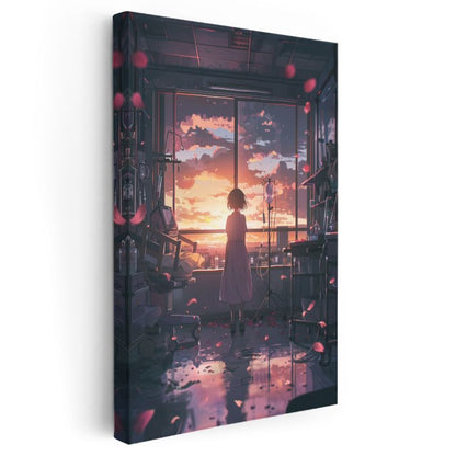 Hastane Odası - Gün Batımı Manzarası Anime Kanvas Tablo