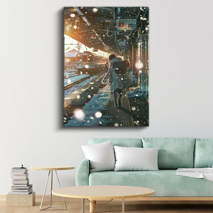 Karlı İstasyon - Yolculuk Başlangıcı Anime Kanvas Tablo