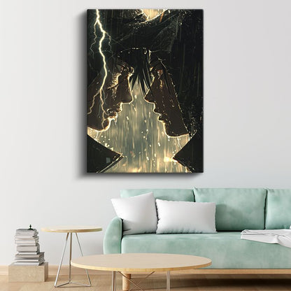 Yağmurda Karşılaşma - Dramatik An Anime Kanvas Tablo