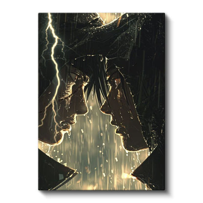 Yağmurda Karşılaşma - Dramatik An Anime Kanvas Tablo