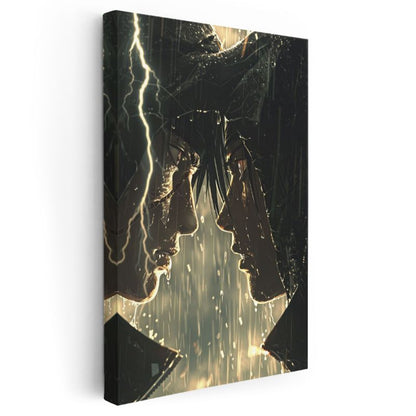 Yağmurda Karşılaşma - Dramatik An Anime Kanvas Tablo