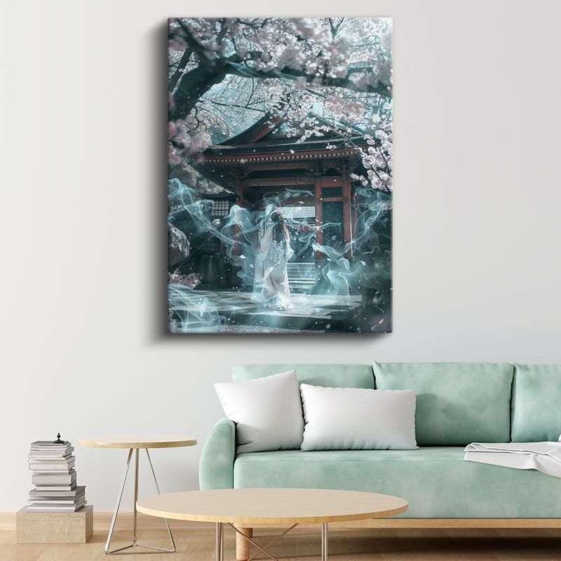Tapınak Ruhu - Kiraz Çiçekleri Altında Anime Kanvas Tablo