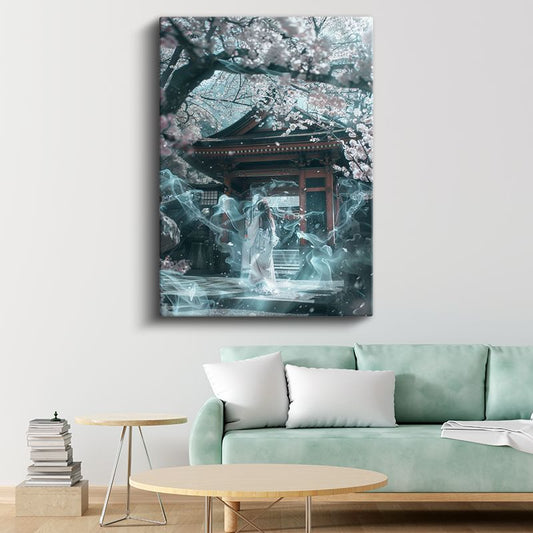 Tapınak Ruhu - Kiraz Çiçekleri Altında Anime Kanvas Tablo