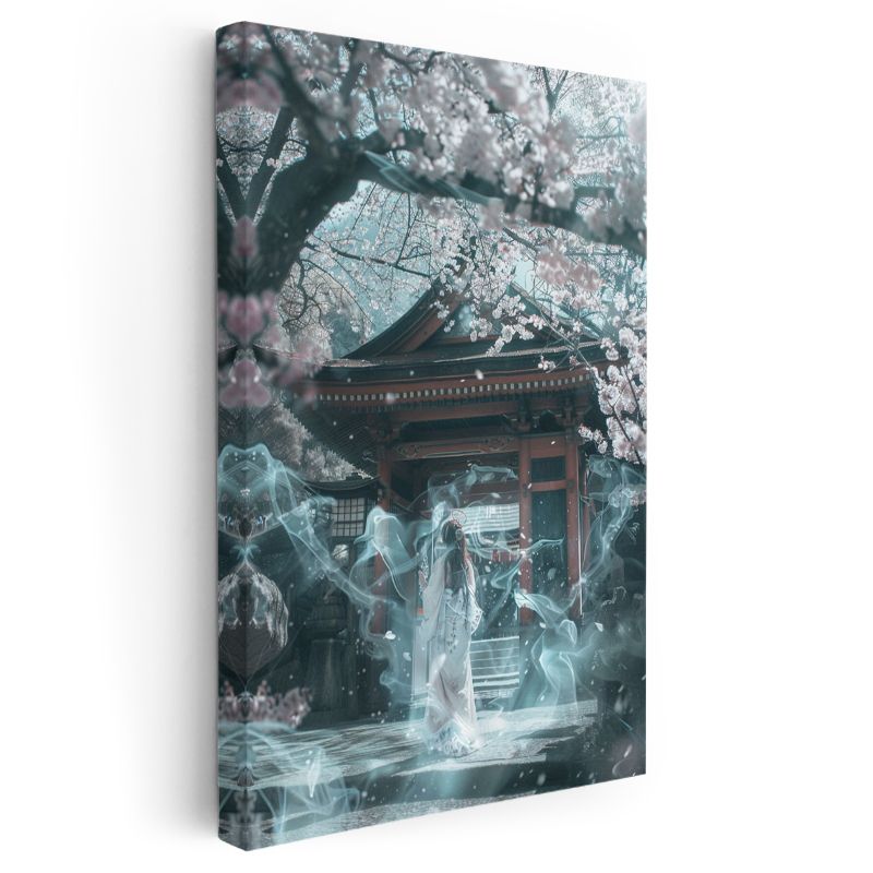Tapınak Ruhu - Kiraz Çiçekleri Altında Anime Kanvas Tablo