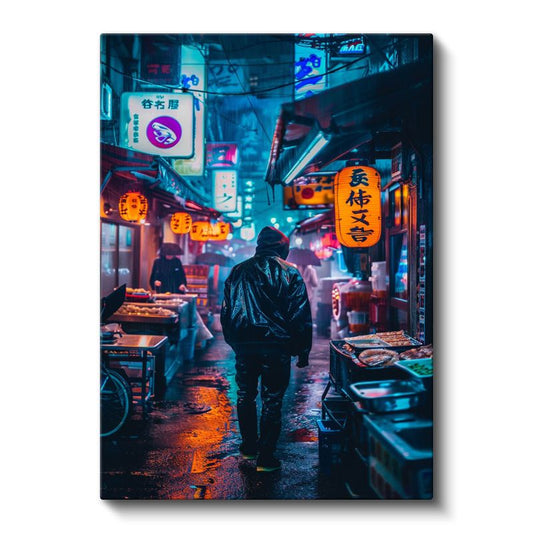 Gece Pazarı - Neon Sokaklar Anime Kanvas Tablo