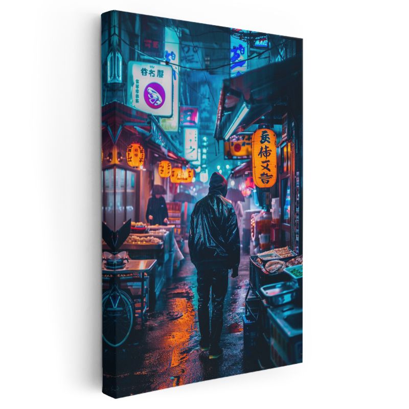 Gece Pazarı - Neon Sokaklar Anime Kanvas Tablo