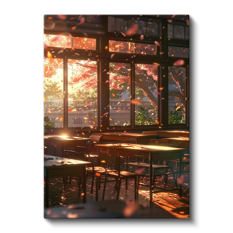 Sonbahar Sınıfı - Uçuşan Yapraklar Anime Kanvas Tablo