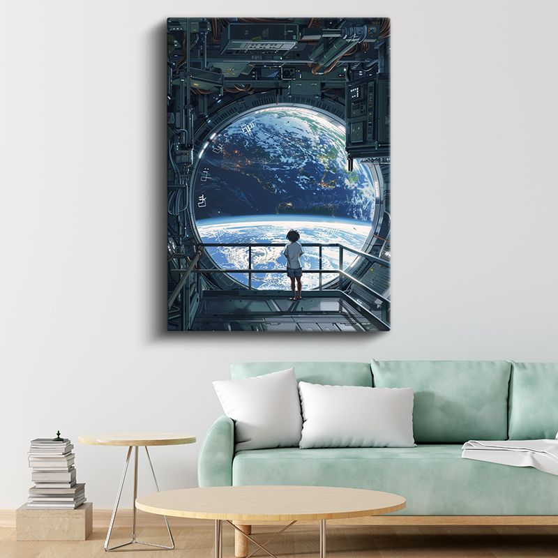 Uzay İstasyonu - Dünya Manzarası Anime Kanvas Tablo