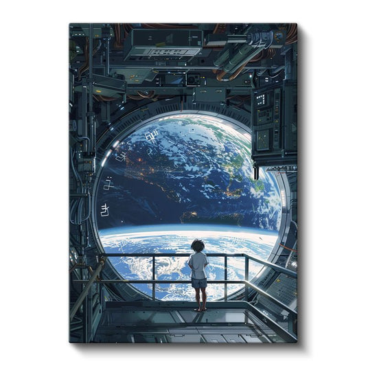 Uzay İstasyonu - Dünya Manzarası Anime Kanvas Tablo
