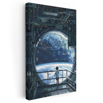 Uzay İstasyonu - Dünya Manzarası Anime Kanvas Tablo