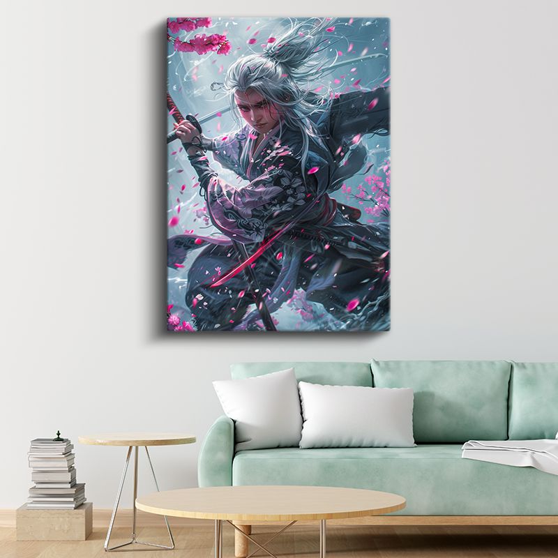 Kiraz Çiçekleri - Samuray Savaşçı Anime Kanvas Tablo