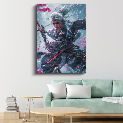 Kiraz Çiçekleri - Samuray Savaşçı Anime Kanvas Tablo