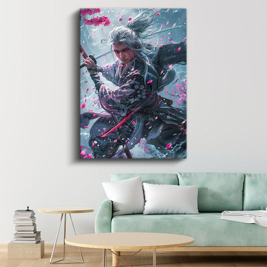 Kiraz Çiçekleri - Samuray Savaşçı Anime Kanvas Tablo