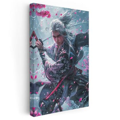 Kiraz Çiçekleri - Samuray Savaşçı Anime Kanvas Tablo
