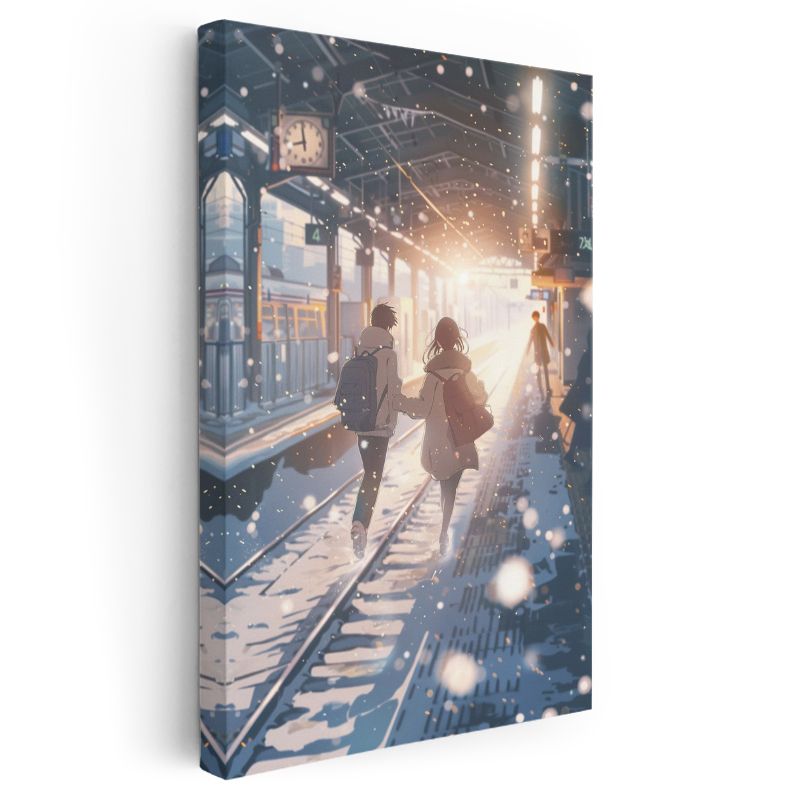 Karlı İstasyon - Romantik Yolculuk Anime Kanvas Tablo