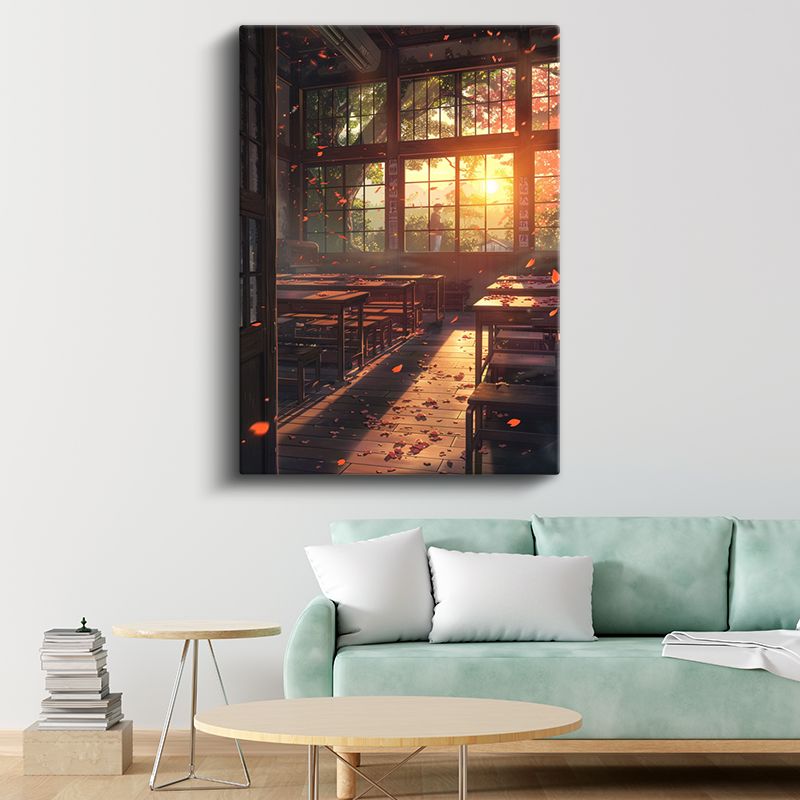 Sonbahar Sınıfı - Altın Gün Batımı Anime Kanvas Tablo