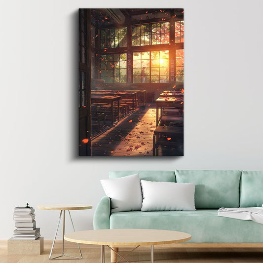 Sonbahar Sınıfı - Altın Gün Batımı Anime Kanvas Tablo