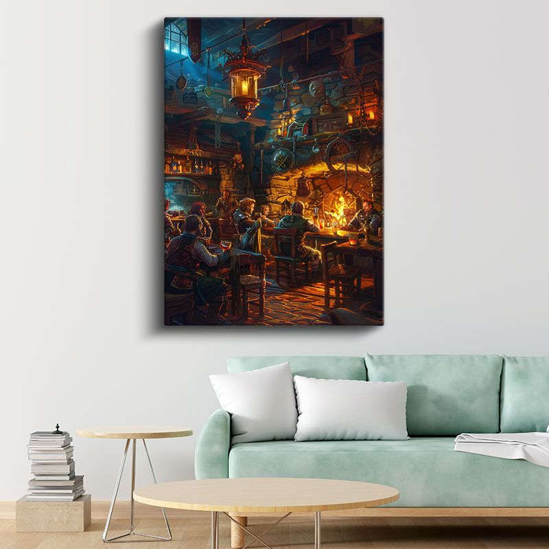 Fantastik Meyhane - Şömine Başında Anime Kanvas Tablo