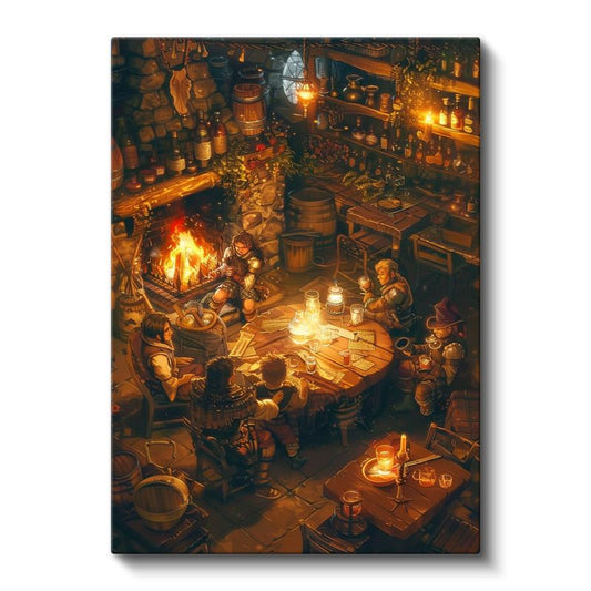 Maceraperestler Hanı - Şömine Işığında Anime Kanvas Tablo