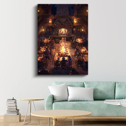 Fantastik Han - Kamp Ateşi Etrafında Anime Kanvas Tablo