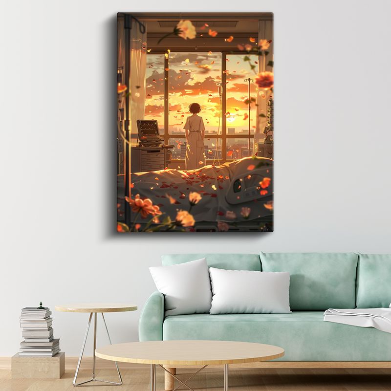 Hastane Manzarası - Çiçek Yaprakları Anime Kanvas Tablo