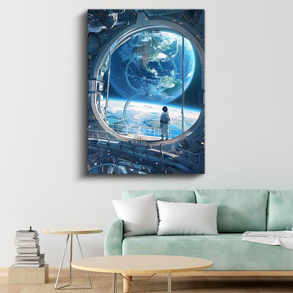 Uzay İstasyonu - Dünya Manzarası Anime Kanvas Tablo