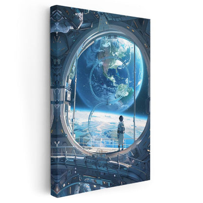 Uzay İstasyonu - Dünya Manzarası Anime Kanvas Tablo
