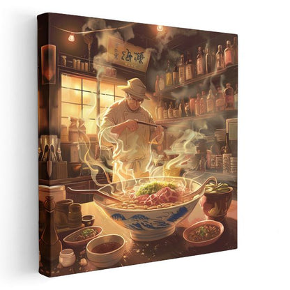 Geleneksel Ramen Dükkanı - Buharla Dans Anime Kanvas Tablo