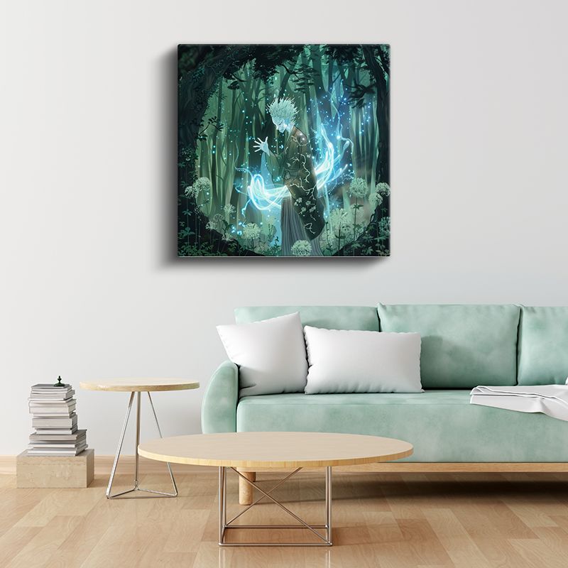 Orman Ruhu - Mavi Büyü Işıltısı Anime Kanvas Tablo