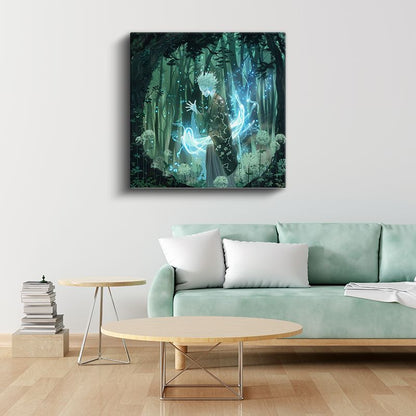 Orman Ruhu - Mavi Büyü Işıltısı Anime Kanvas Tablo