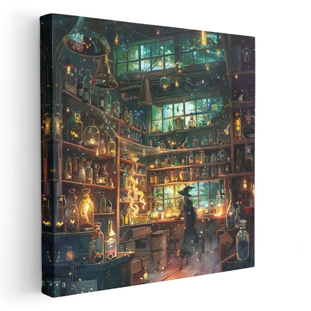 Büyücünün Laboratuvarı - Mistik Şişeler Anime Kanvas Tablo