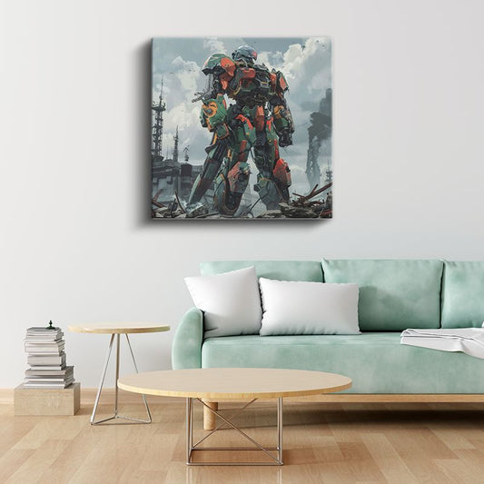 Askeri Robot - Endüstriyel Manzara Anime Kanvas Tablo