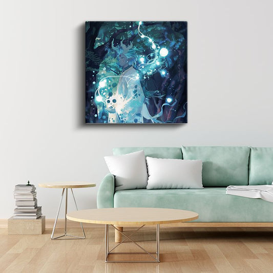Mavi Ruh - Orman Büyüsü Anime Kanvas Tablo