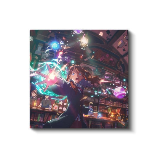 Büyü Öğrencisi - Işıklı Kütüphane Anime Kanvas Tablo