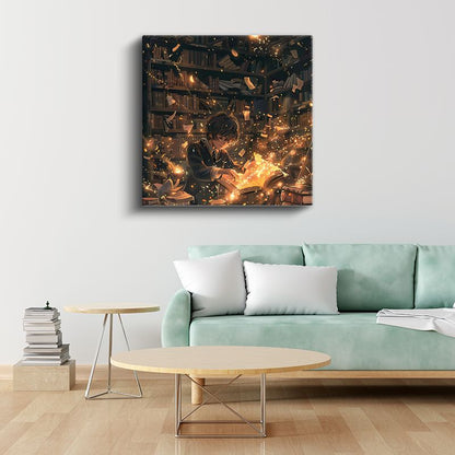 Büyülü Kütüphane - Ateş Kitabı Anime Kanvas Tablo