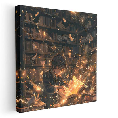 Büyülü Kütüphane - Ateş Kitabı Anime Kanvas Tablo