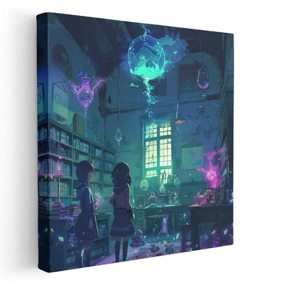 Büyü Laboratuvarı - Öğrenciler Anime Kanvas Tablo
