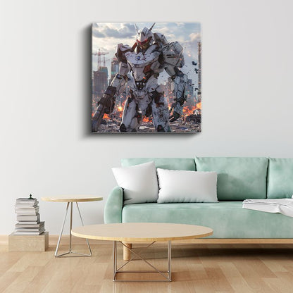 Savaş Robotu - Şehir Harabeleri Anime Kanvas Tablo