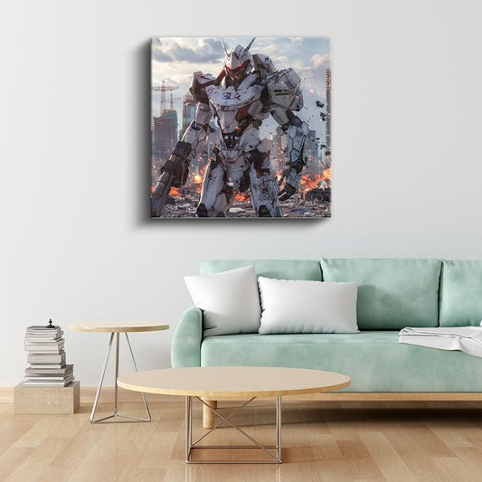 Savaş Robotu - Şehir Harabeleri Anime Kanvas Tablo