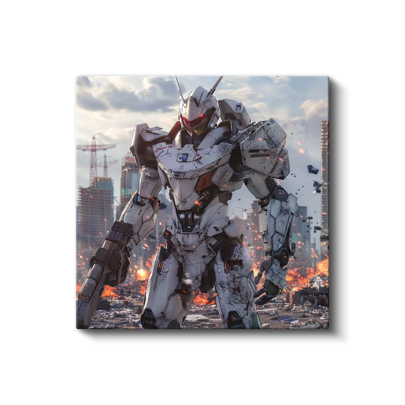 Savaş Robotu - Şehir Harabeleri Anime Kanvas Tablo