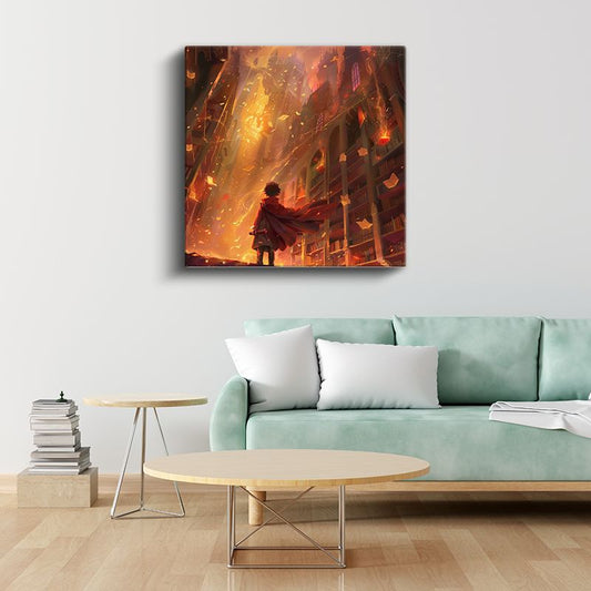 Alev Kütüphanesi - Kırmızı Pelerin Anime Kanvas Tablo