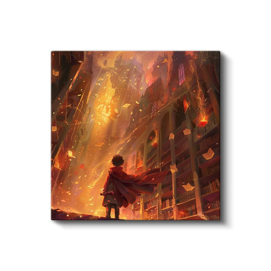 Alev Kütüphanesi - Kırmızı Pelerin Anime Kanvas Tablo