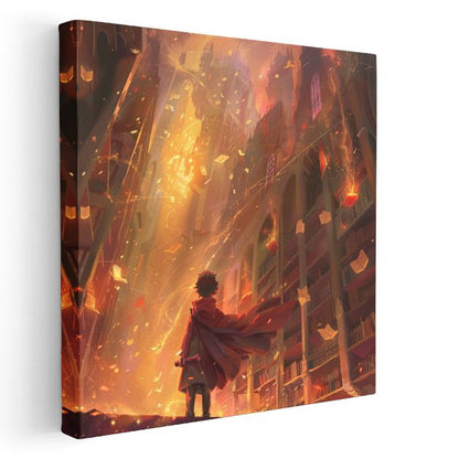 Alev Kütüphanesi - Kırmızı Pelerin Anime Kanvas Tablo