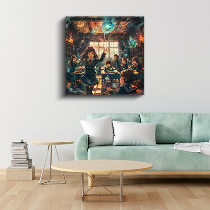 Büyü Sınıfı - Renkli Işıklar Anime Kanvas Tablo