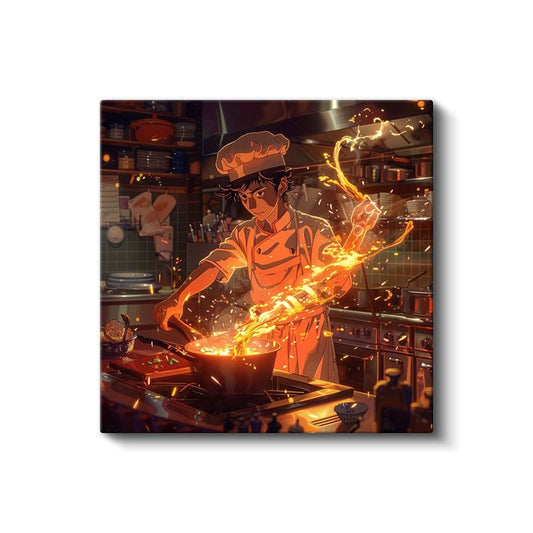 Ateş Şefi - Altın Alevler Anime Kanvas Tablo