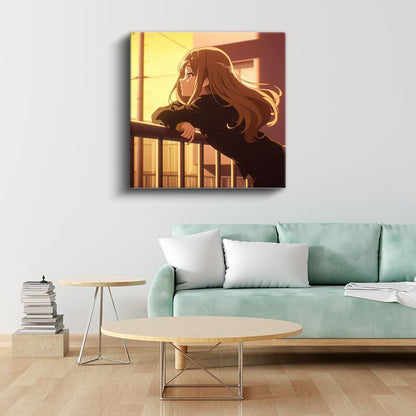 Altın Işık - Pencere Manzarası Anime Kanvas Tablo