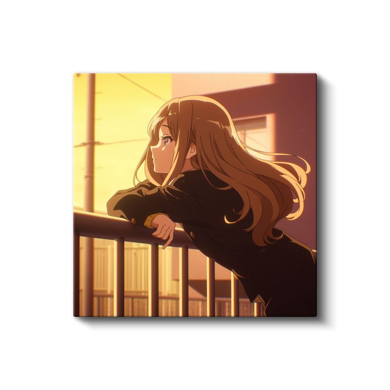 Altın Işık - Pencere Manzarası Anime Kanvas Tablo